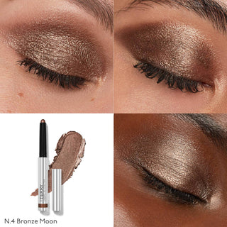 By Terry Ombre Blackstar Eyeshadow i fargen Bronze Moon vist på ulike hudtoner.