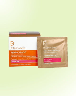 Alpha Beta Glow Pad for Face gir naturlig, jevn brunfarge på 3-4 timer.
