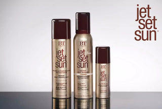 Jet set sun produkter gir naturlig brunfarge og glød umiddelbart.