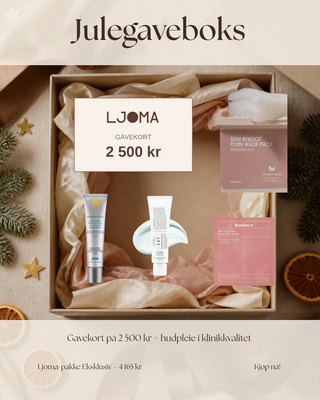Ljoma-pakke Julegaveboks Eksklusiv med gavekort 2 500 kr i gaveeske