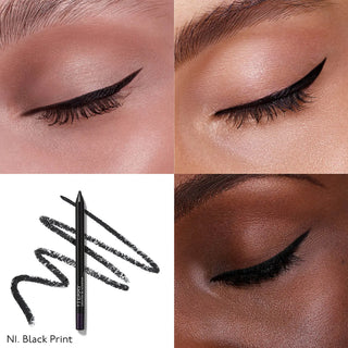 By Terry Crayon Blackstar Eyeliner i fargen Black Print, bildet viser eyelineren på ulike hudtoner.