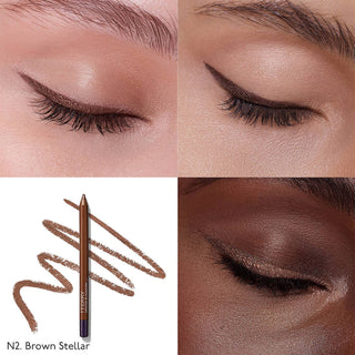 By Terry Crayon Blackstar Eyeliner i fargen Brown Stellar, bildet viser eyelineren på ulike hudtoner.