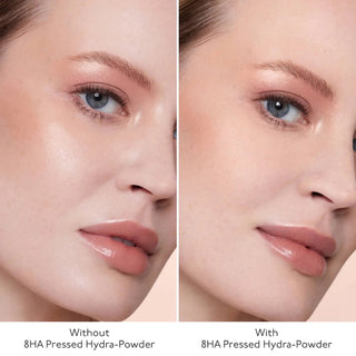 Hyaluronic Pressed Hydra-Powder fikserer sminke og jevner ut porer uten å tørke ut huden.