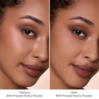 Hyaluronic Pressed Hydra-Powder fikserer sminke og jevner ut porer uten å tørke ut huden.