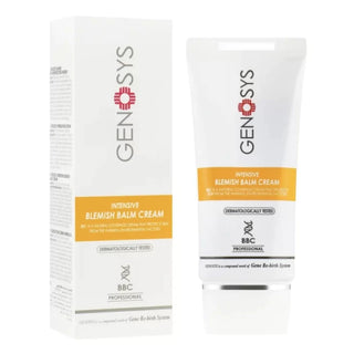 Genosys Intensive Blemish Balm Cream SPF 30 med solbeskyttelse og pleiende ingredienser for sensitiv hud.