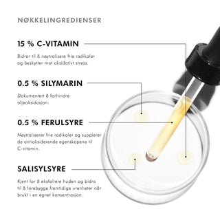 SkinCeuticals Silymarin CF nøkkelingredienser.